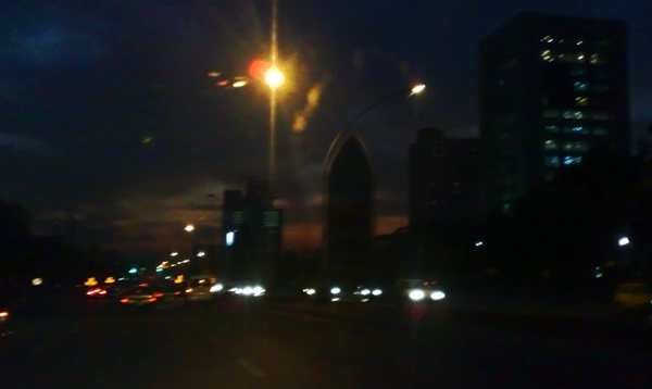 Clouds, lights, sunset and buildings, Jinnah Avenue, Blue Area, Islamabad