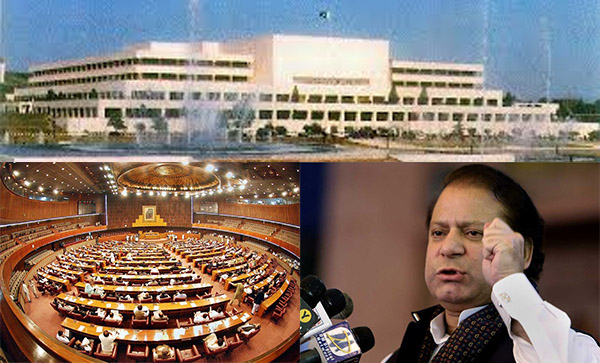 Prime Minister Nawaz Sharif lies on floor of Pakistan National Assembly
