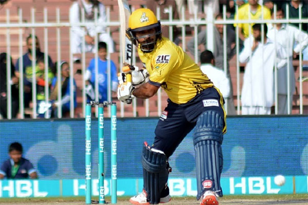 Peshawar Zalmi player hitting the ball