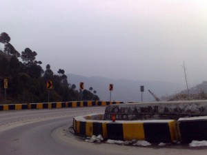 Hill road Murree sharp turn