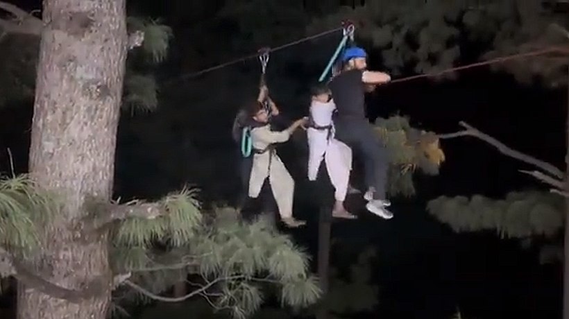 Children being rescued at battagram after cable car incident